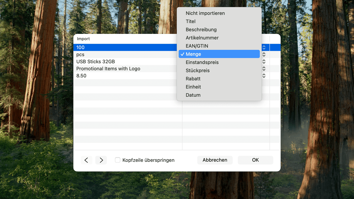 Daten importieren
