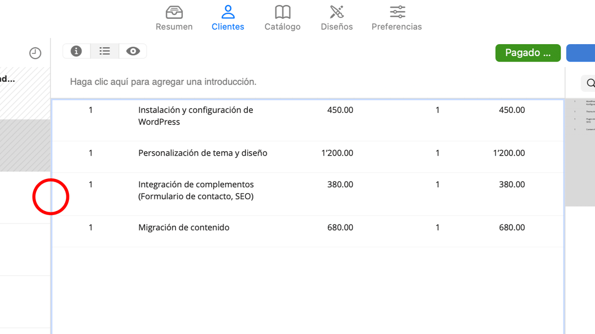 Pegar posiciones
