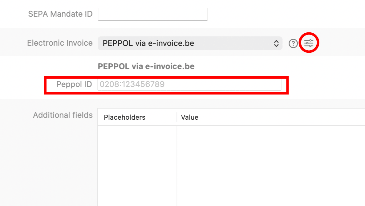 e-invoice.be settings in GrandTotal