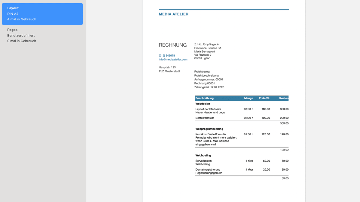 Layout-Erkennung Ergebnis