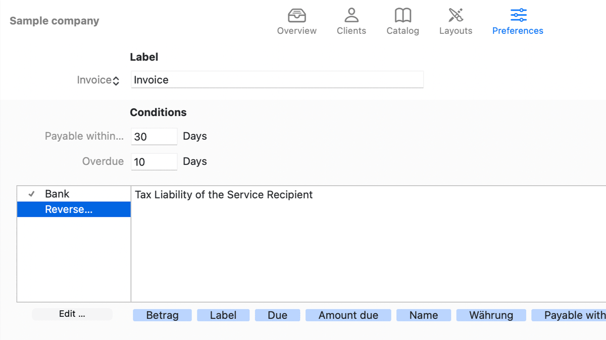 Reverse Charge settings in GrandTotal