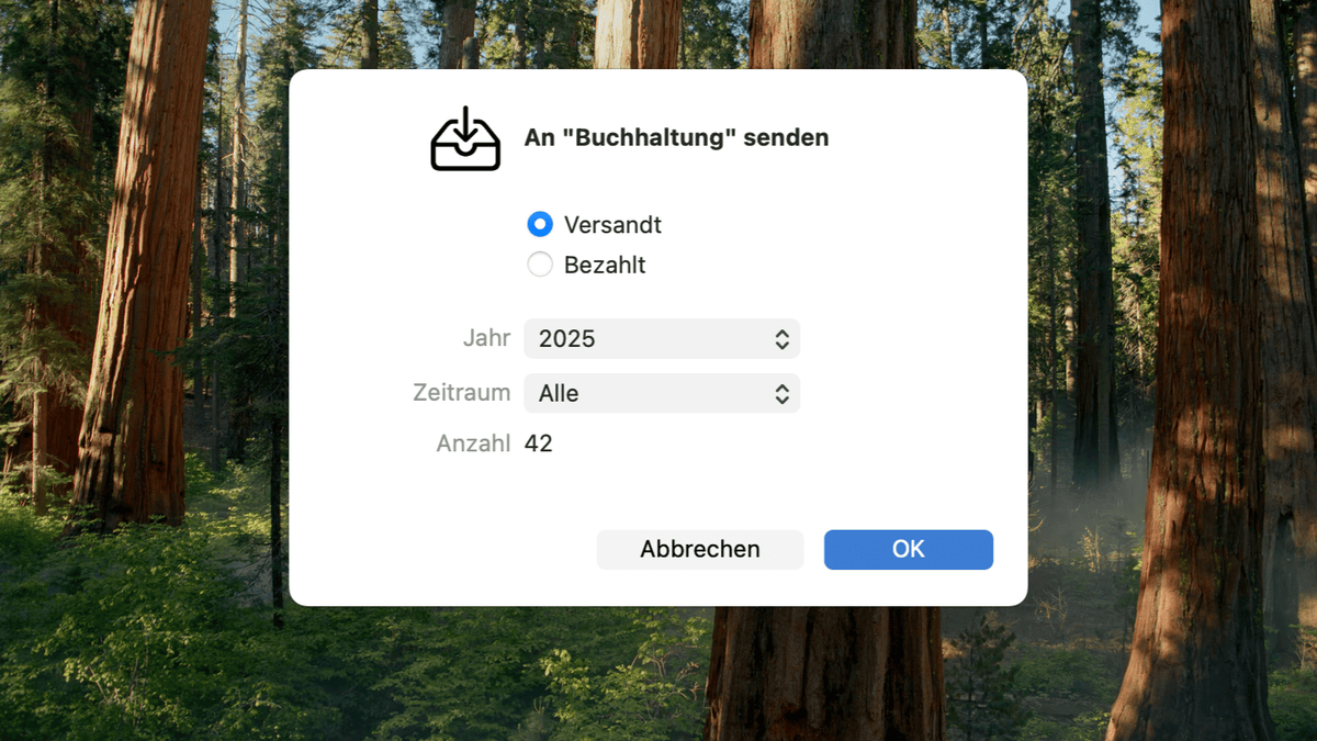 An Buchhaltung senden