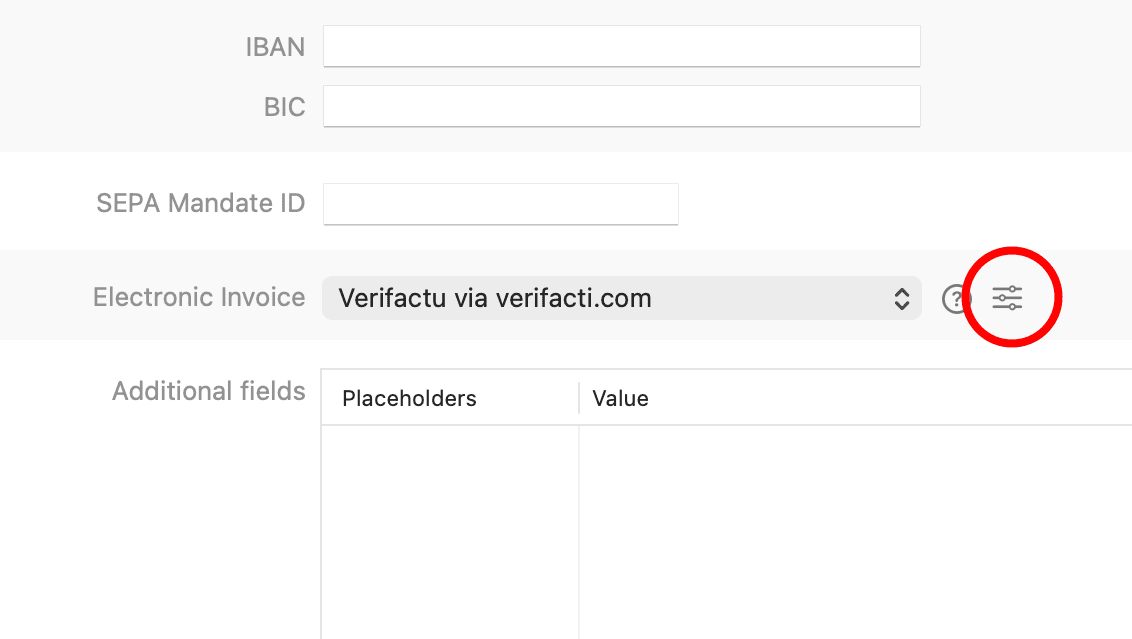 VeriFactu settings in GrandTotal