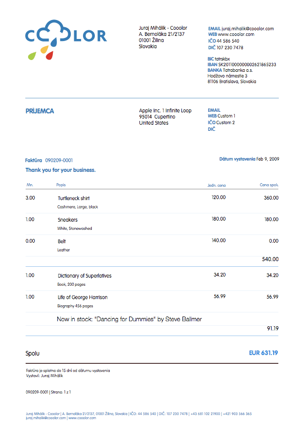 Modello di layout fattura GrandTotal 2